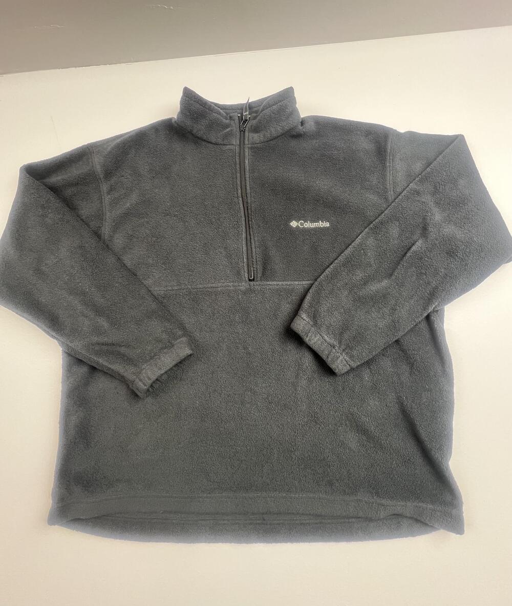 Columbia Sweatshirt Mens XL Gray Fleece 1/4 Zip Pullover Mock Neck Logo